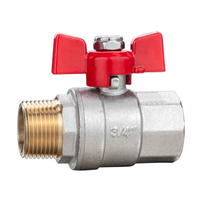 DN15~25 Butterfly Brass Water Tap Ball Valve MXF Thread Connected