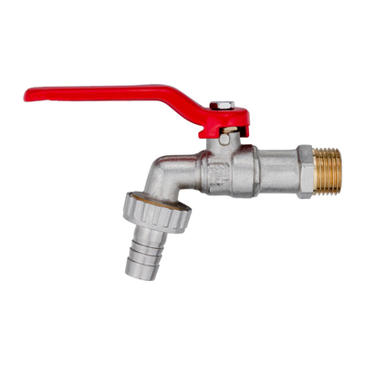 1/2&quot; Hose Union Forged  Garden Water Tap Brass Bibcock With Red Iron Lever Handle