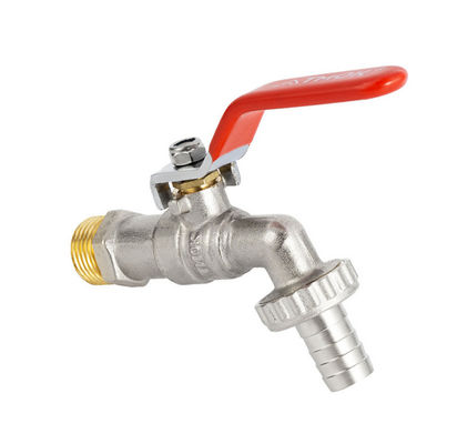 Water Support OEM Brass Bibcock Valve With Red Iron Handle Heavy Nozzle
