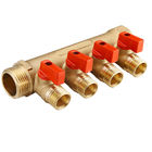Brass Water Separator 4 Port Pex Manifold With Valves