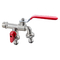 BSP Thread Outdoor Garden Hose Tap Red Iron Handle Brass 3 Way Bibcock With Double Outlets