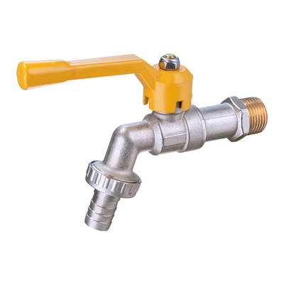 Water Tap Support OEM Brass Bibcock Valve With Yellow Iron Handle Heavy Garden Tap