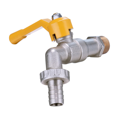 Water Tap Support OEM Brass Bibcock Valve With Yellow Iron Handle Heavy Garden Tap