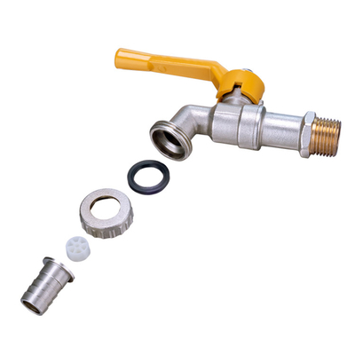 Water Tap Support OEM Brass Bibcock Valve With Yellow Iron Handle Heavy Garden Tap