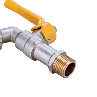 Water Tap Support OEM Brass Bibcock Valve With Yellow Iron Handle Heavy Garden Tap