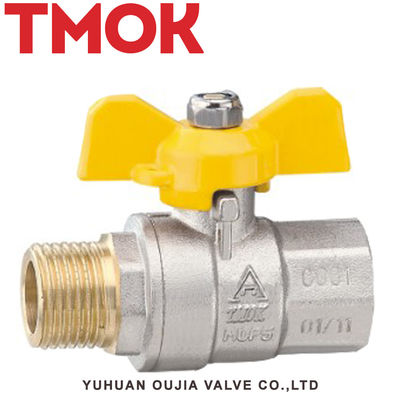 brass inner wire butterfly handle chrome plated gas ball valve