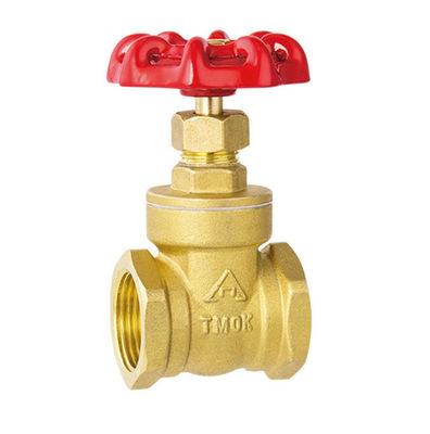 Sanitary 2 Inch DN50 PN16 Brass Color Body Brass Gate Valve With Round Red Handle