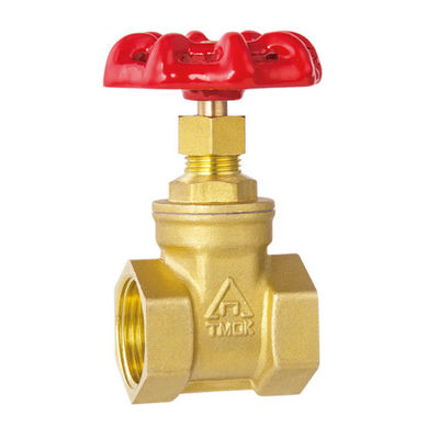 Sanitary 2 Inch DN50 PN16 Brass Color Body Brass Gate Valve With Round Red Handle