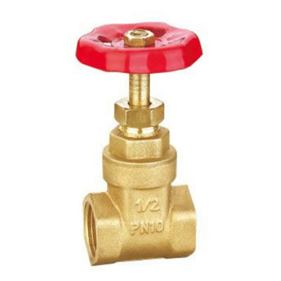 Sanitary 2 Inch DN50 PN16 Brass Color Body Brass Gate Valve With Round Red Handle