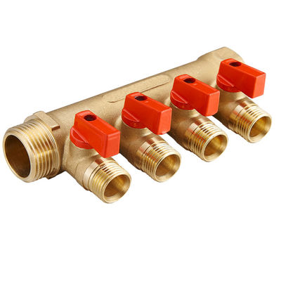 Brass Water Separator 4 Port Pex Manifold With Valves