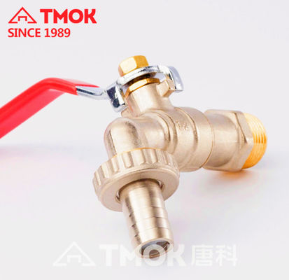 Garden Irrigation PN16 Bibcock Ball Valve With Red Steel Handle