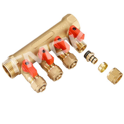 Oil Trumpet 4 Way Plumbing Copper Water Manifold With Valves